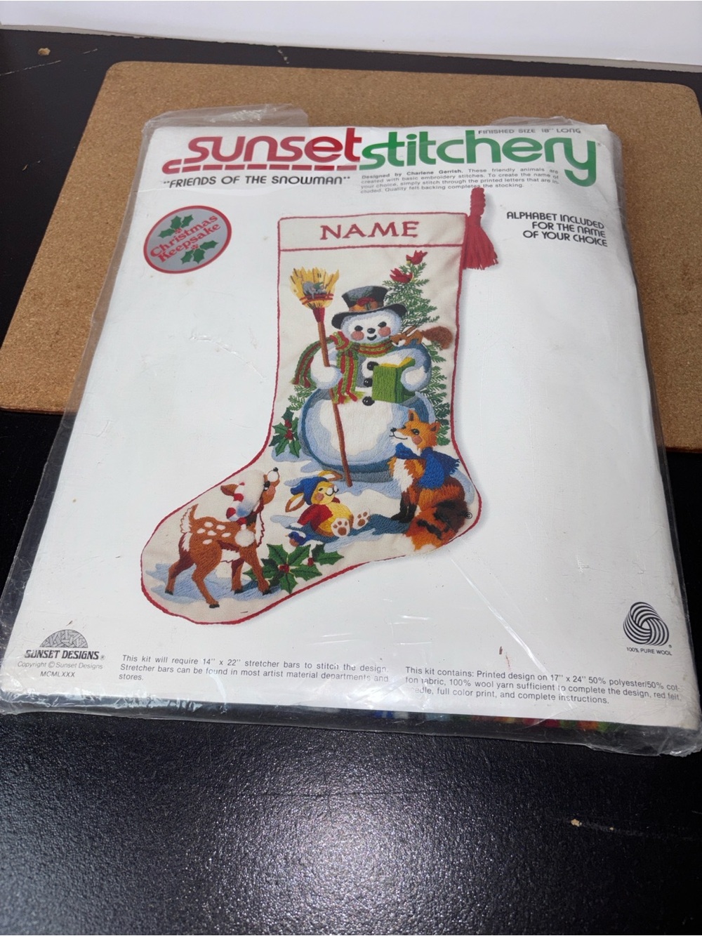 Sunset 'Friends of the Snowman' White Christmas Stocking Cross Stitch Kit